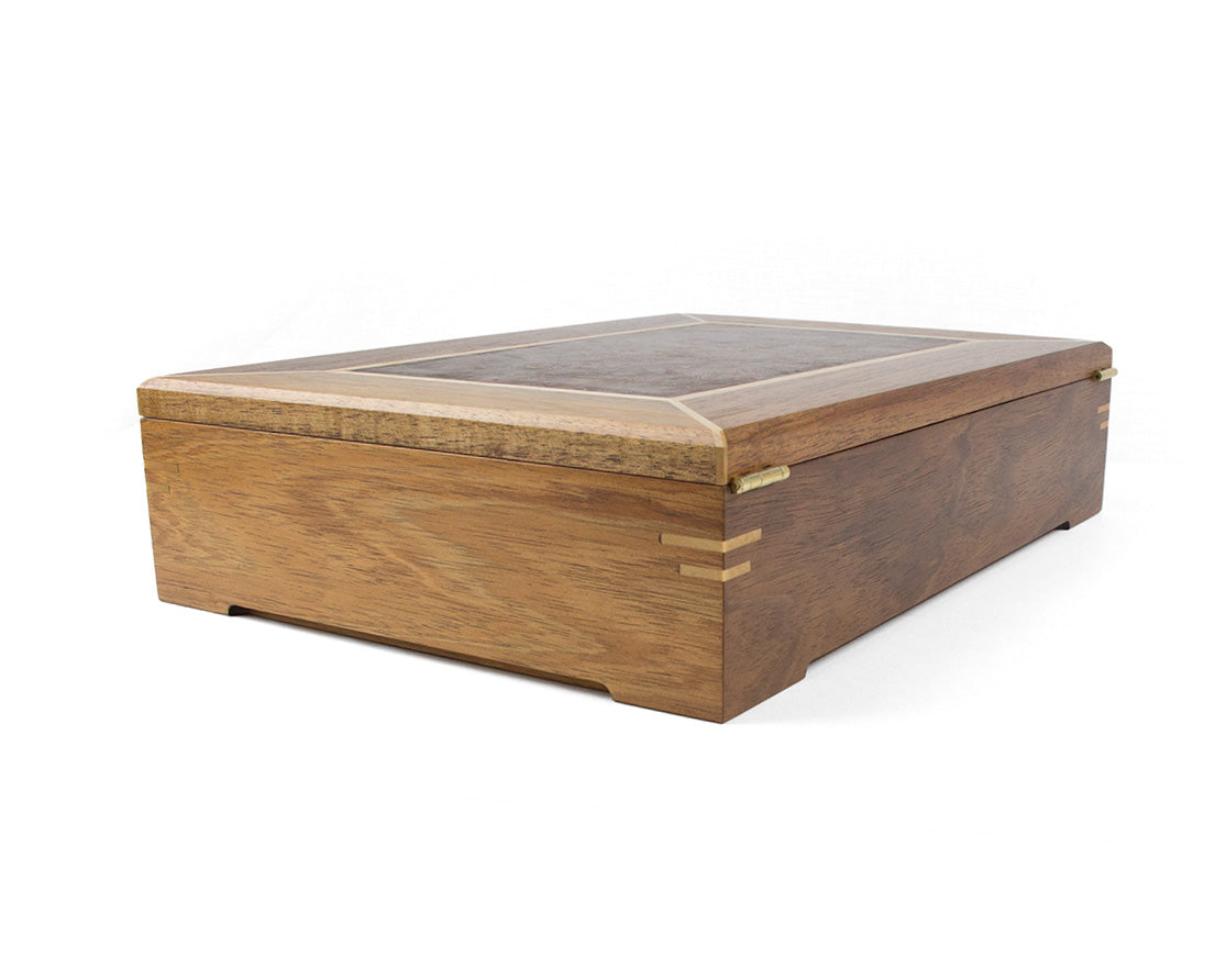 Wooden Document Box handcrafted from Tasmanian Blackwood & Walnut Burl veneer