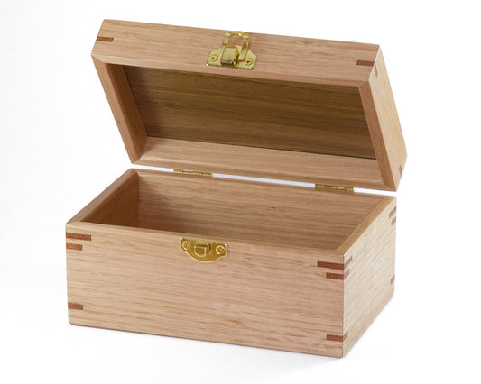 Small wooden trinket box handcrafted from Australian Spotted Gum and Victorian Ash timbers