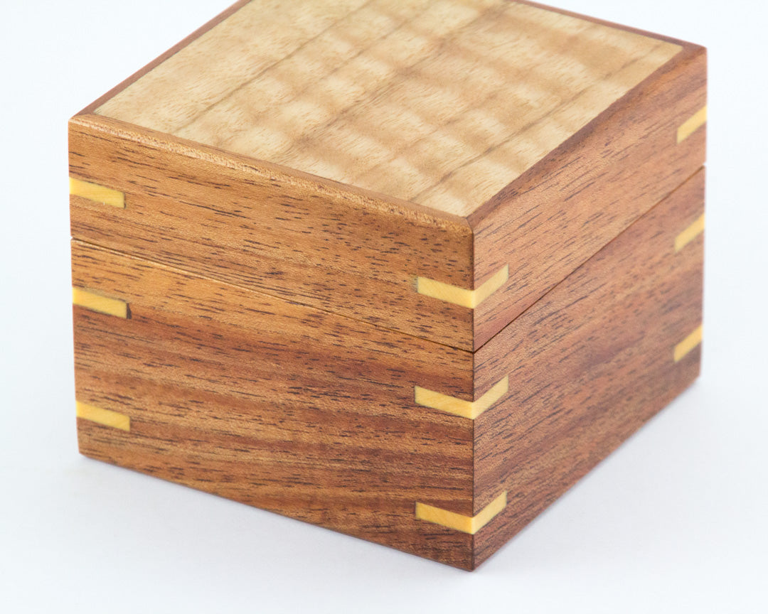 Wooden Proposal Ring Box handcrafted from Tasmanian Blackwood and Huon Pine