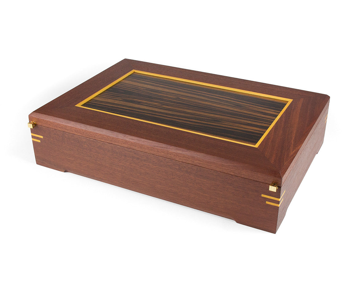 Wooden Document Box handcrafted from Jarrah & Macassar Ebony veneer