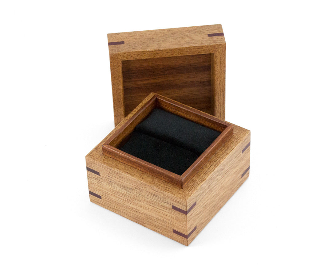 Wooden Proposal Ring Box handcrafted from reclaimed Meranti and Tasmanian Blackwood