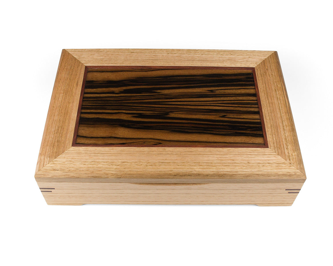 Wooden Document Box handcrafted from Tasmanian Oak & Macassar Ebony veneer