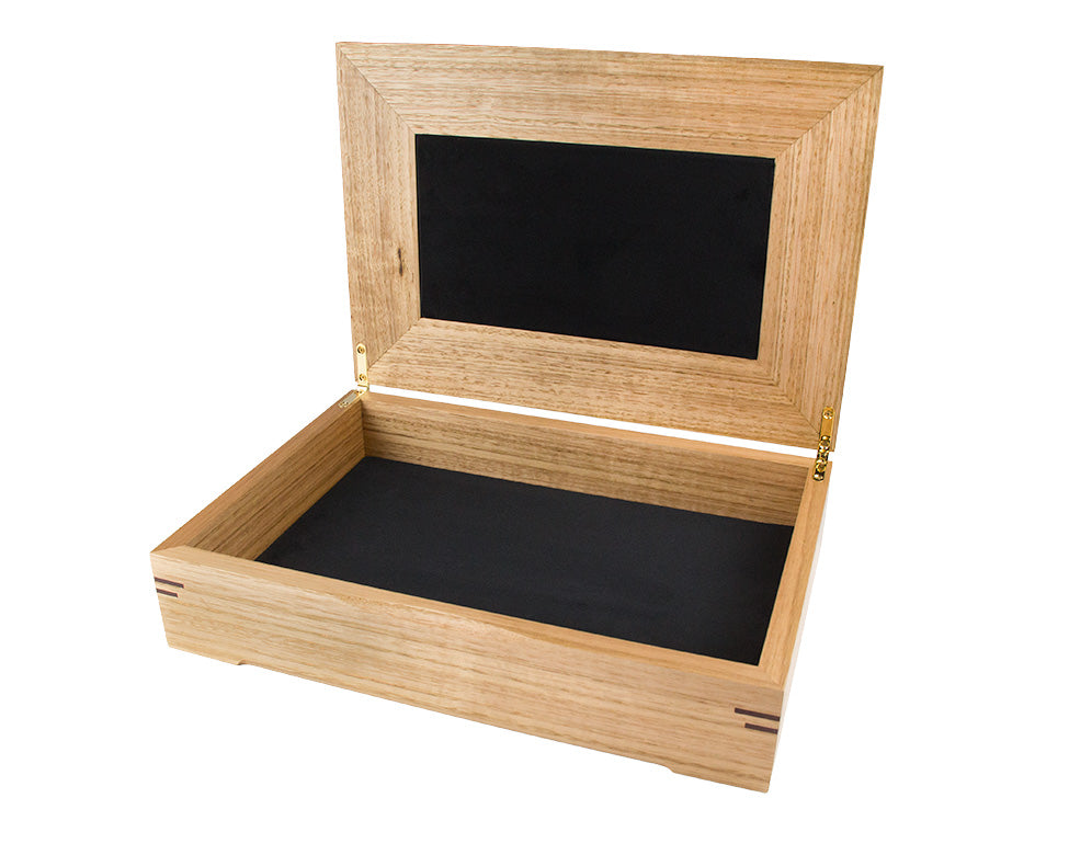 Wooden Document Box handcrafted from Tasmanian Oak & Macassar Ebony veneer