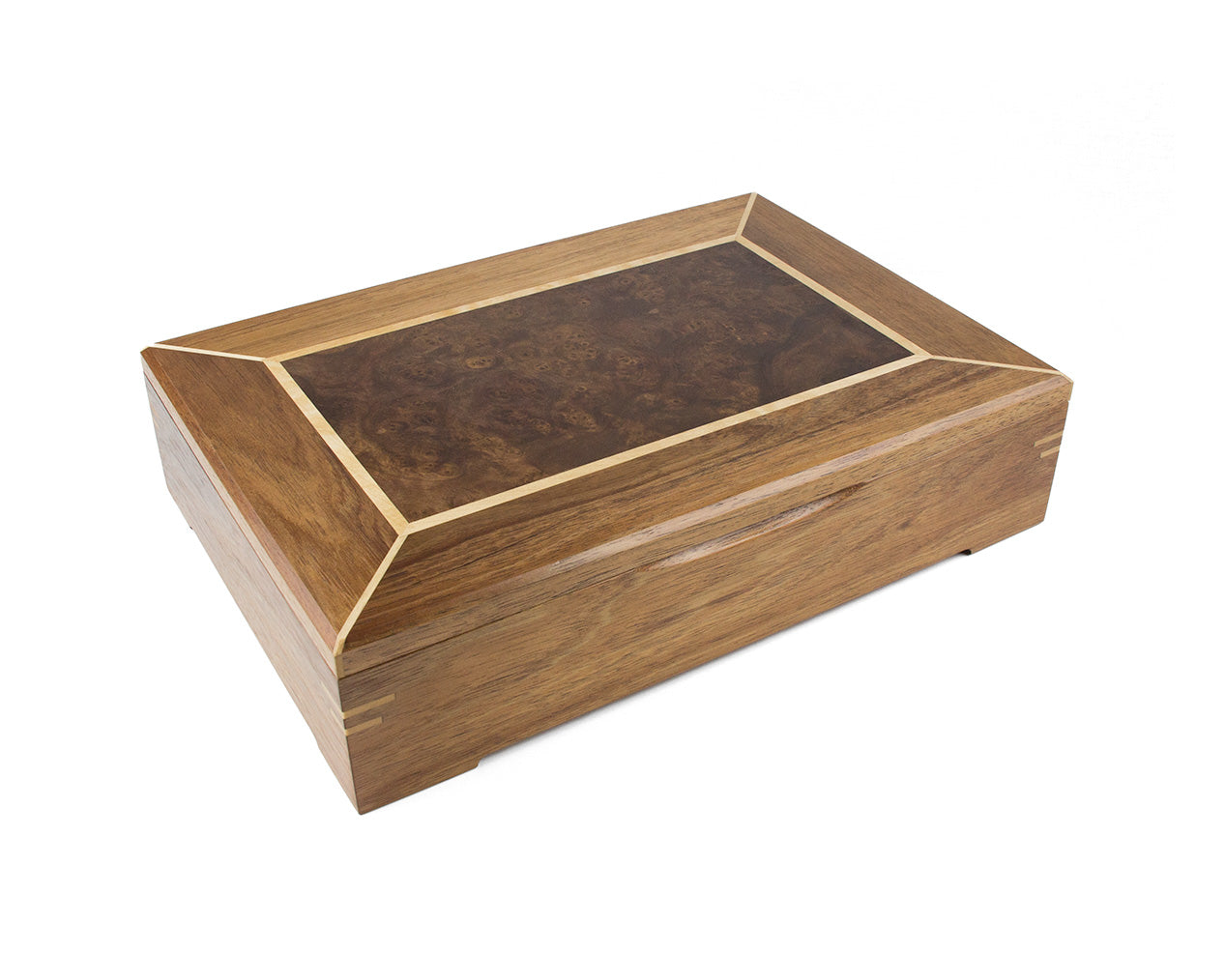 Wooden Document Box handcrafted from Tasmanian Blackwood & Walnut Burl veneer
