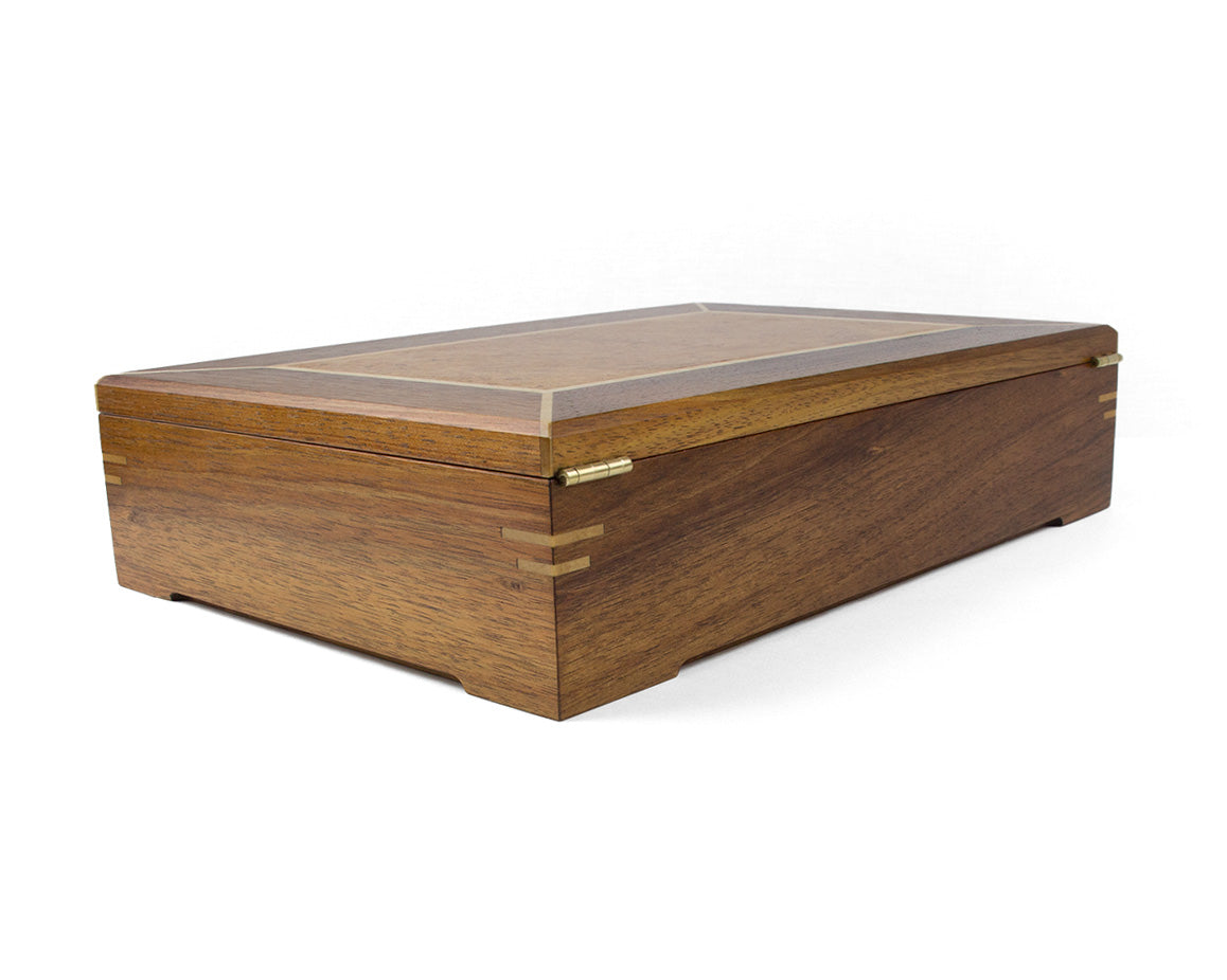 Wooden Document Box handcrafted from Tasmanian Blackwood & Maple Burl veneer