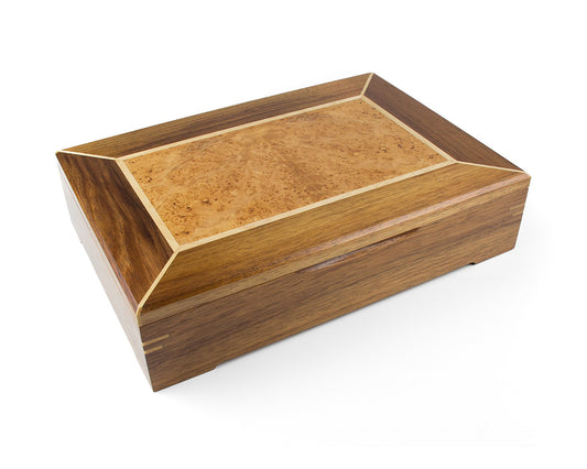 Wooden Document Box handcrafted from Tasmanian Blackwood & Maple Burl veneer