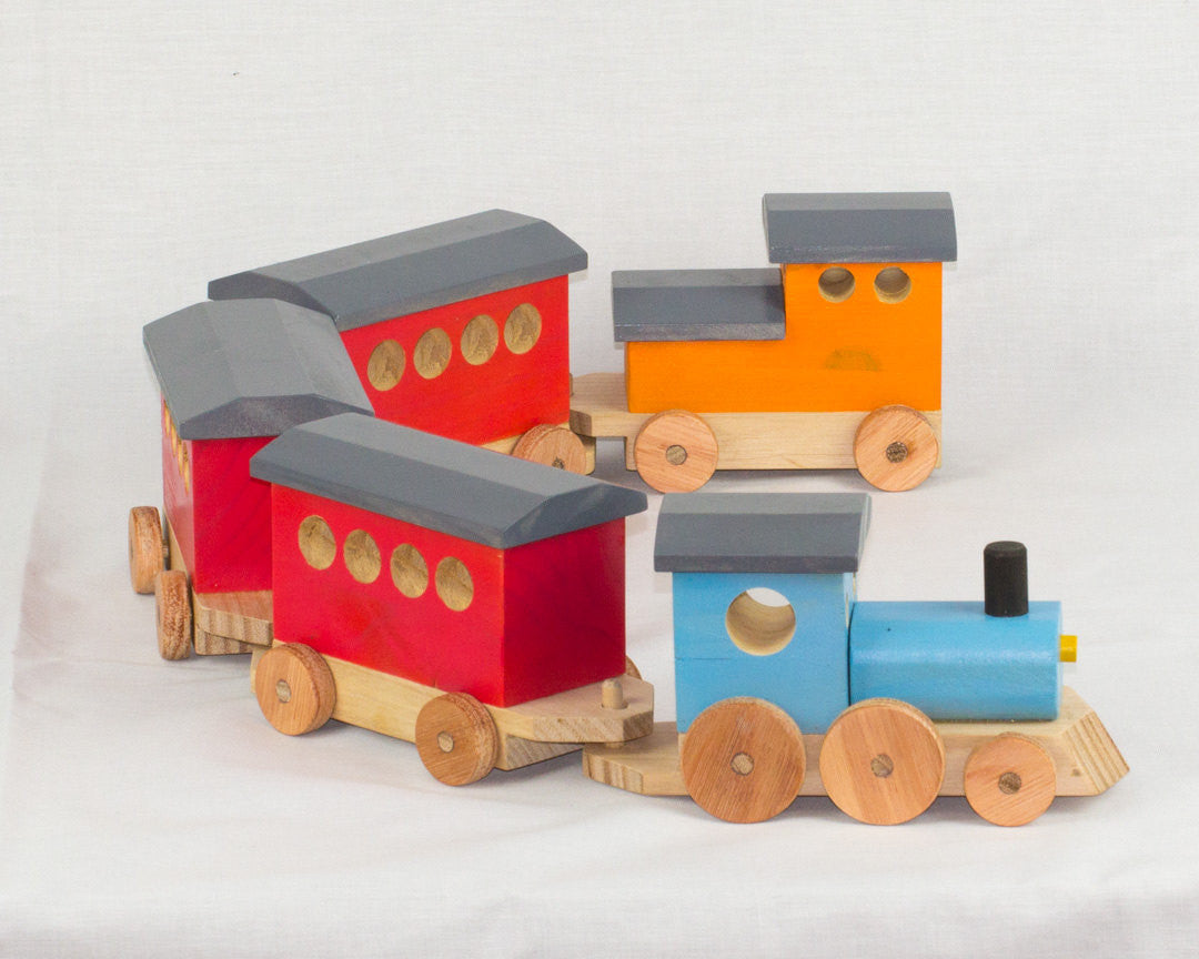 Handcrafted Wooden Toy Passenger Train