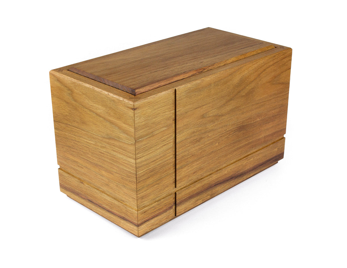 Wooden cremation urn handcrafted from Tasmanian Blackwood