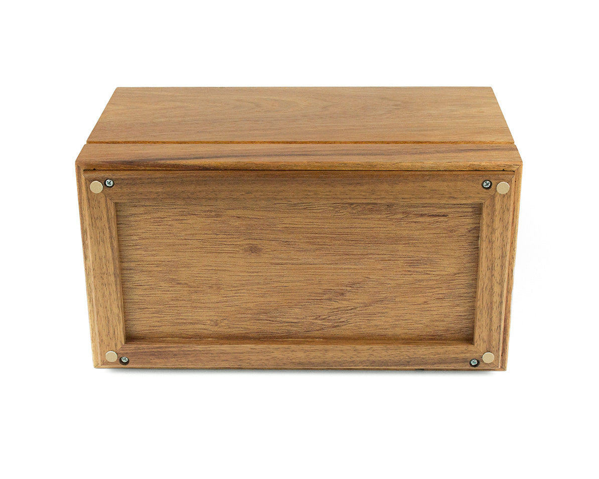 Wooden cremation urn handcrafted from Tasmanian Blackwood