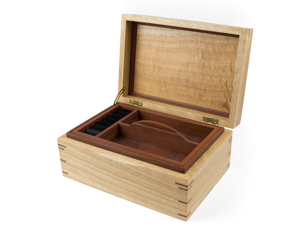 Wooden Jewellery Box with two trays handcrafted from Blackbutt and Jarrah