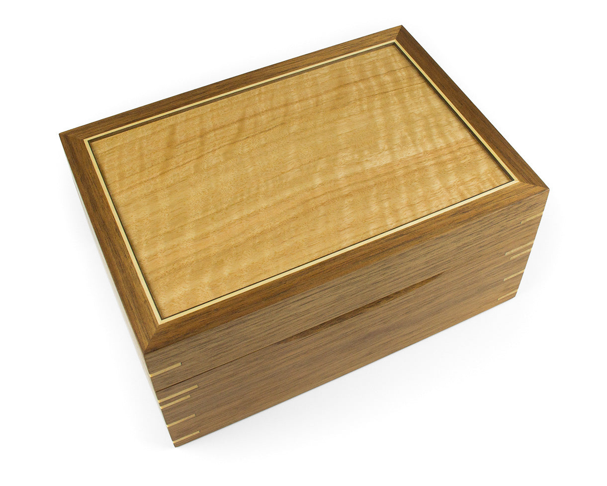 Wooden jewellery box handcrafted from Tasmanian Blackwood and Tasmanian Oak
