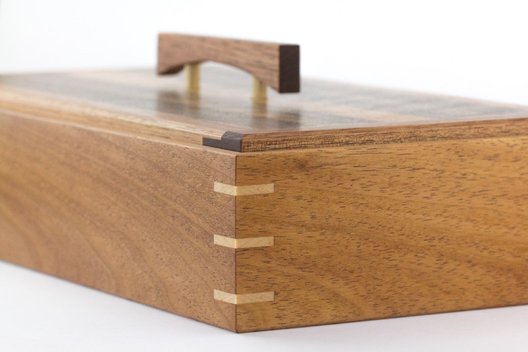 Wooden Keepsake Box handcrafted from Tasmanian Blackwood & Queensland Walnut