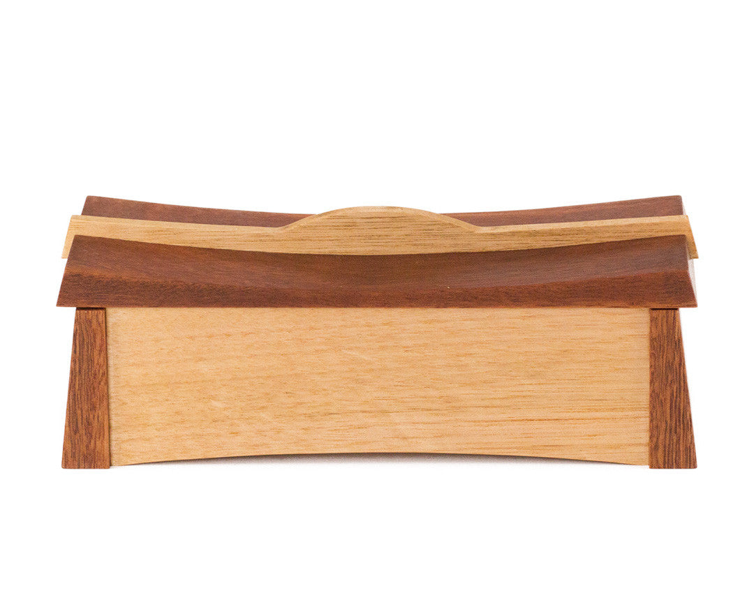 Asian inspired wooden keepsake box handcrafted from Australian Jarrah and Victorian Ash