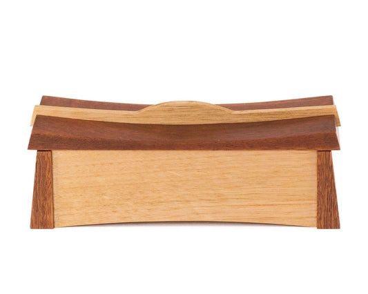 Asian inspired wooden keepsake box handcrafted from Australian Jarrah and Victorian Ash