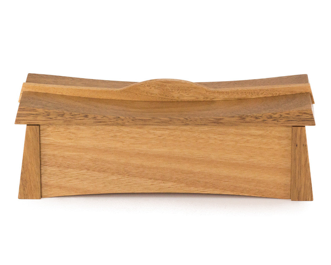 Asian inspired wooden keepsake box handcrafted from Australian Spotted Gum and Blackbutt