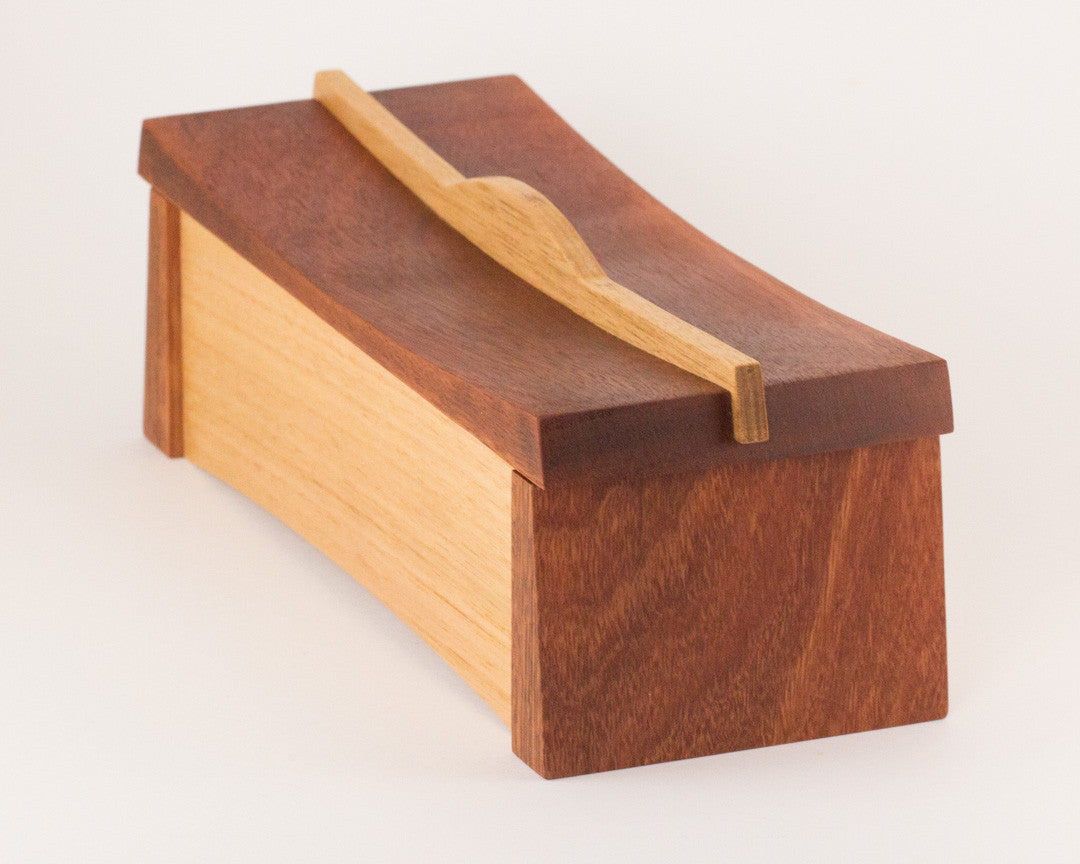 Asian inspired wooden keepsake box handcrafted from Australian Jarrah and Victorian Ash