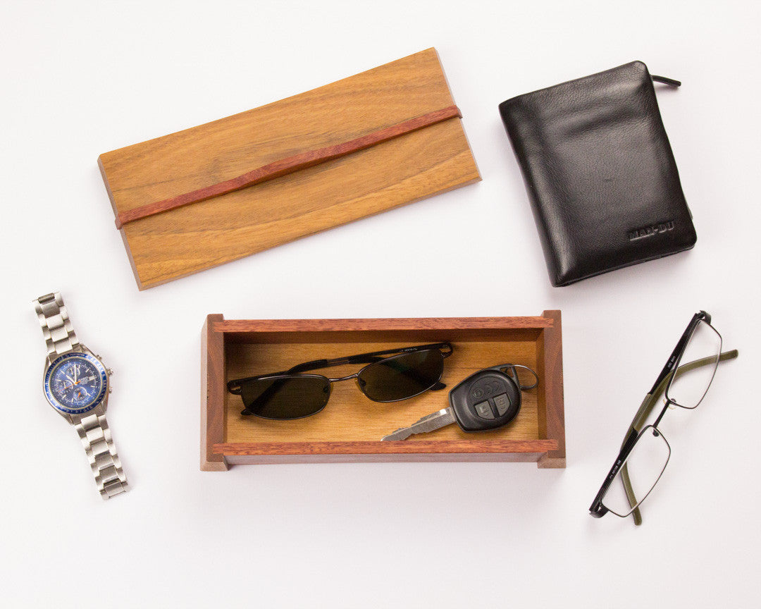 Asian inspired wooden keepsake box handcrafted from Australian Spotted Gum and Jarrah