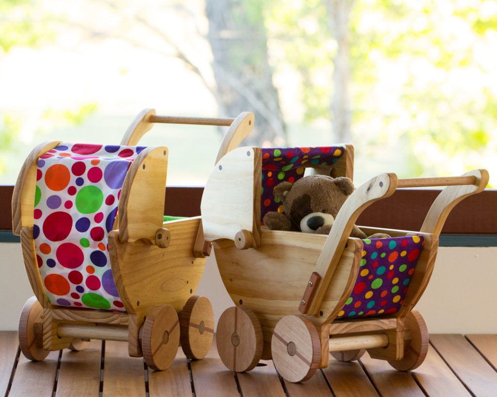 Wooden toy pram