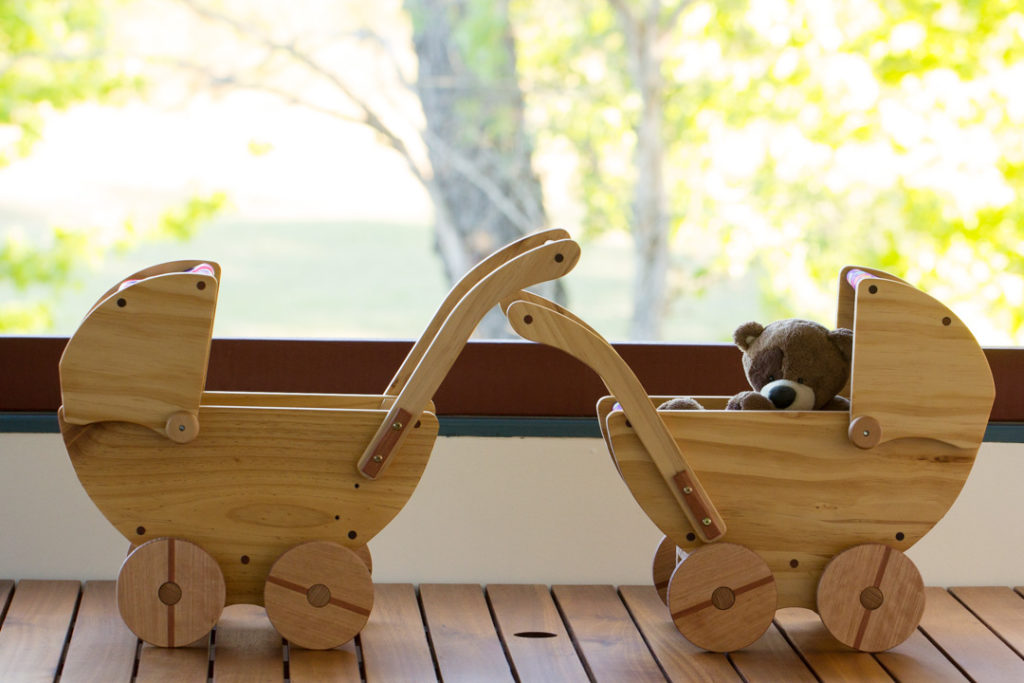 Wooden toy pram