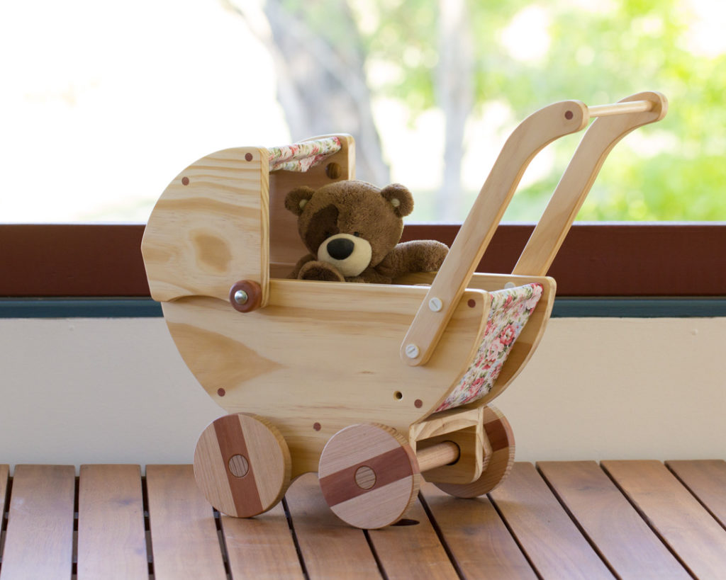 Wooden toy pram