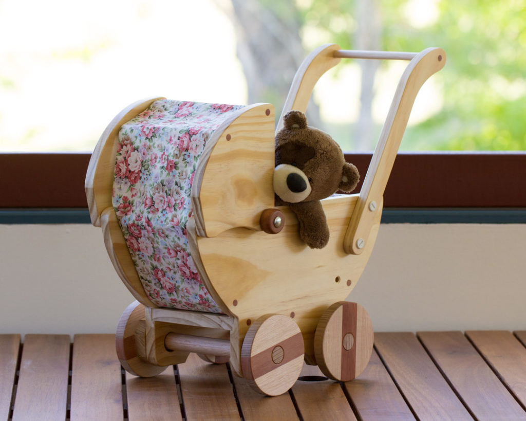 Wooden toy pram