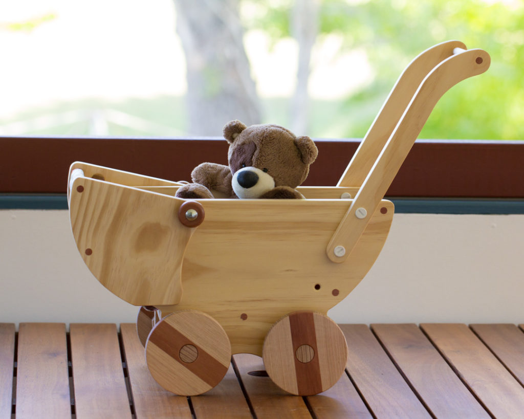 Wooden toy pram