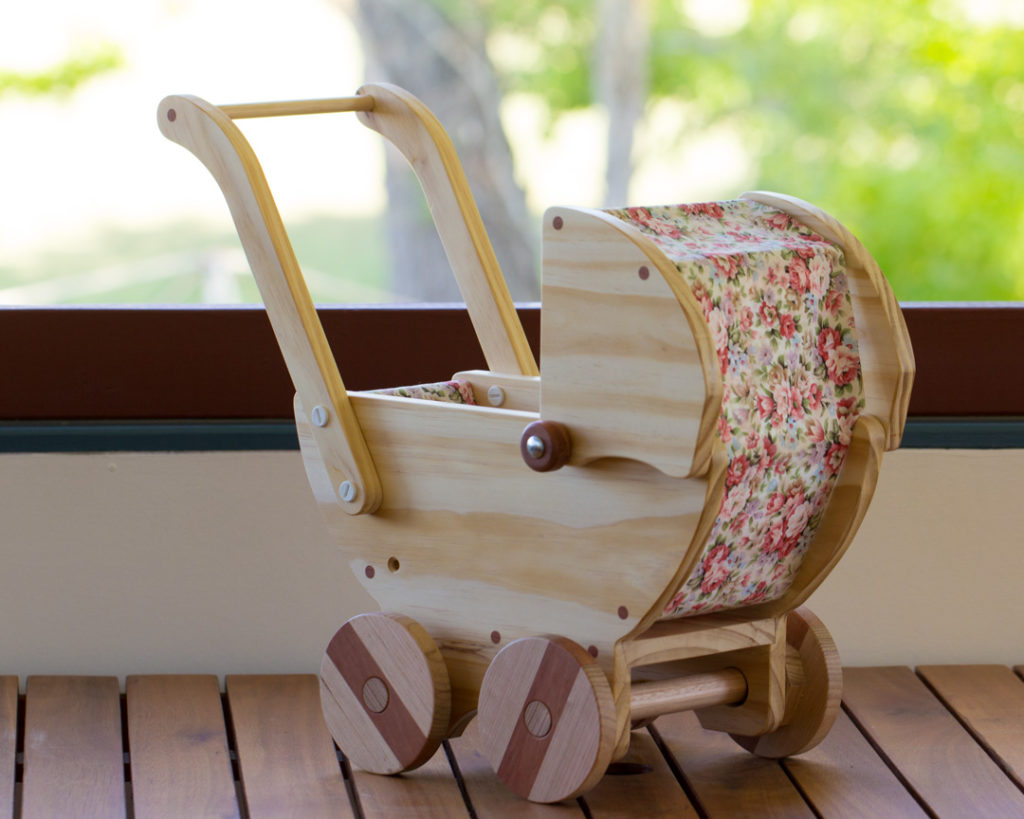 Wooden toy pram