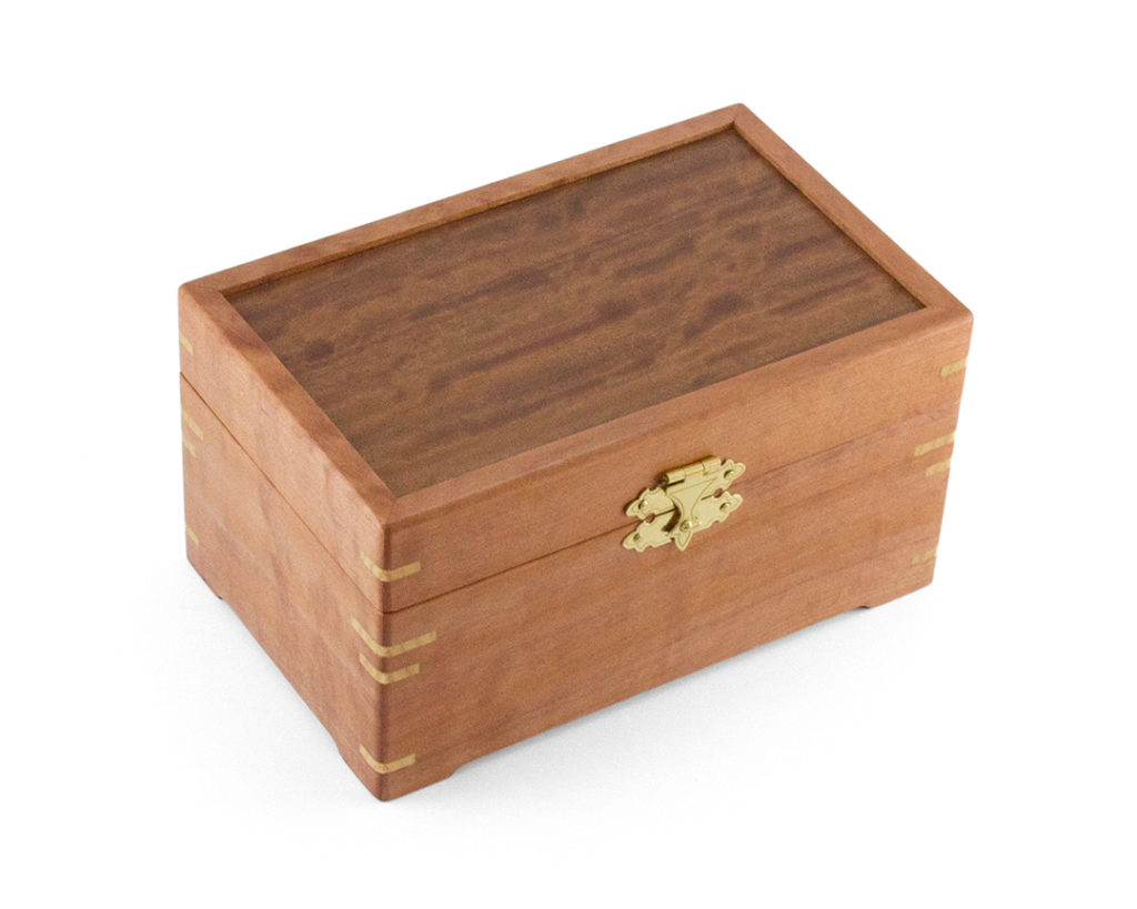 Myrtle Small Jewellery Box with Red River Gum veneered lid and base