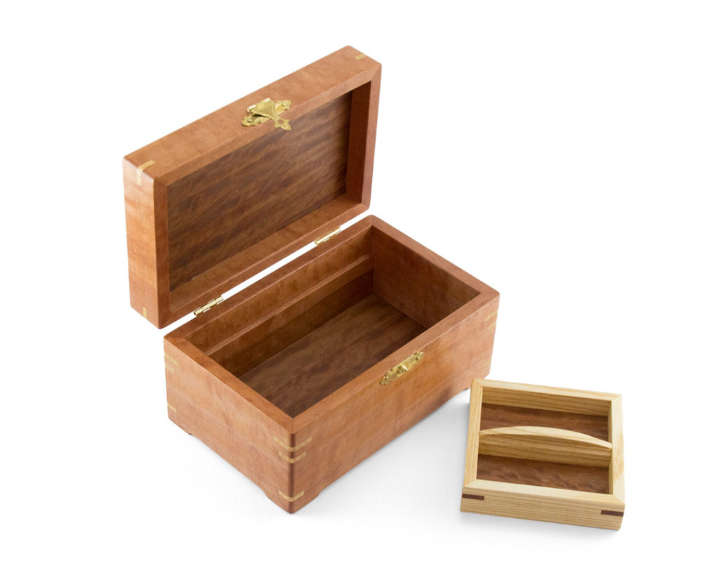 Myrtle Small Jewellery Box with Red River Gum veneered lid and base