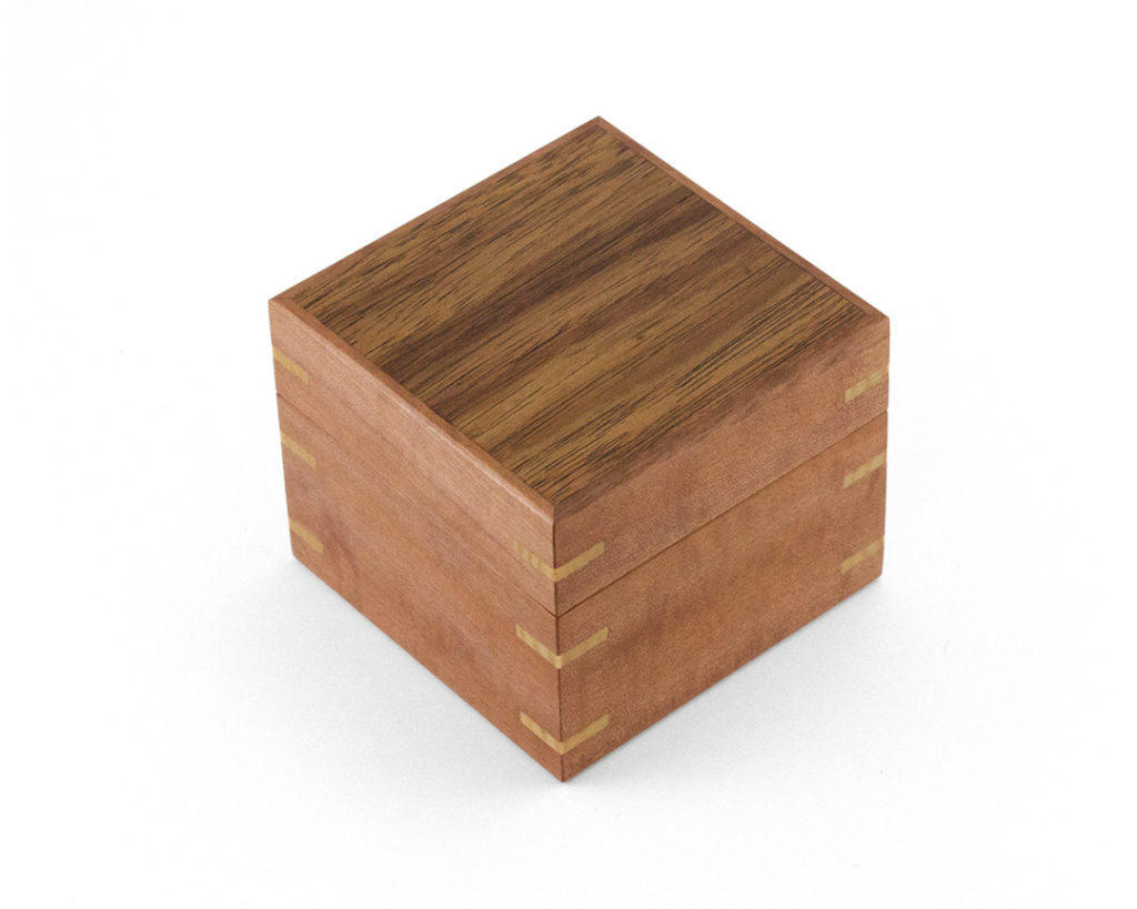 Myrtle Proposal Ring Box with Blackwood veneered lid and Blackwood interior liner