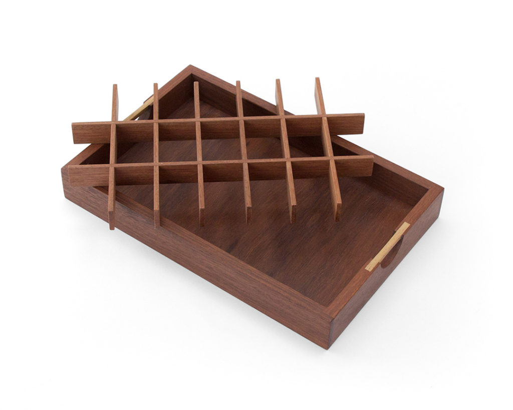 Middle tray made from jarrah with removable partitions