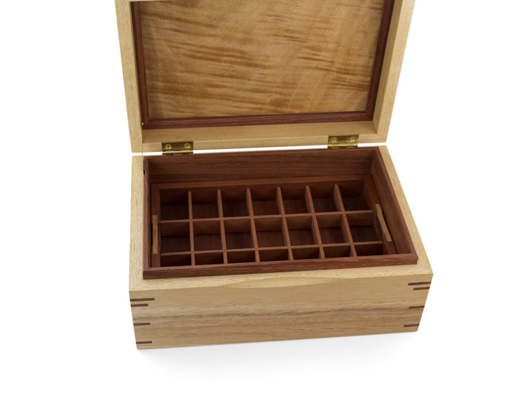 Middle tray of jewellery box with with twenty-one storage partitions