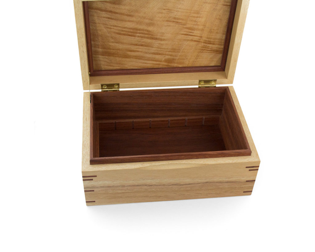 Bottom third of jewellery box with with partition dividers removed